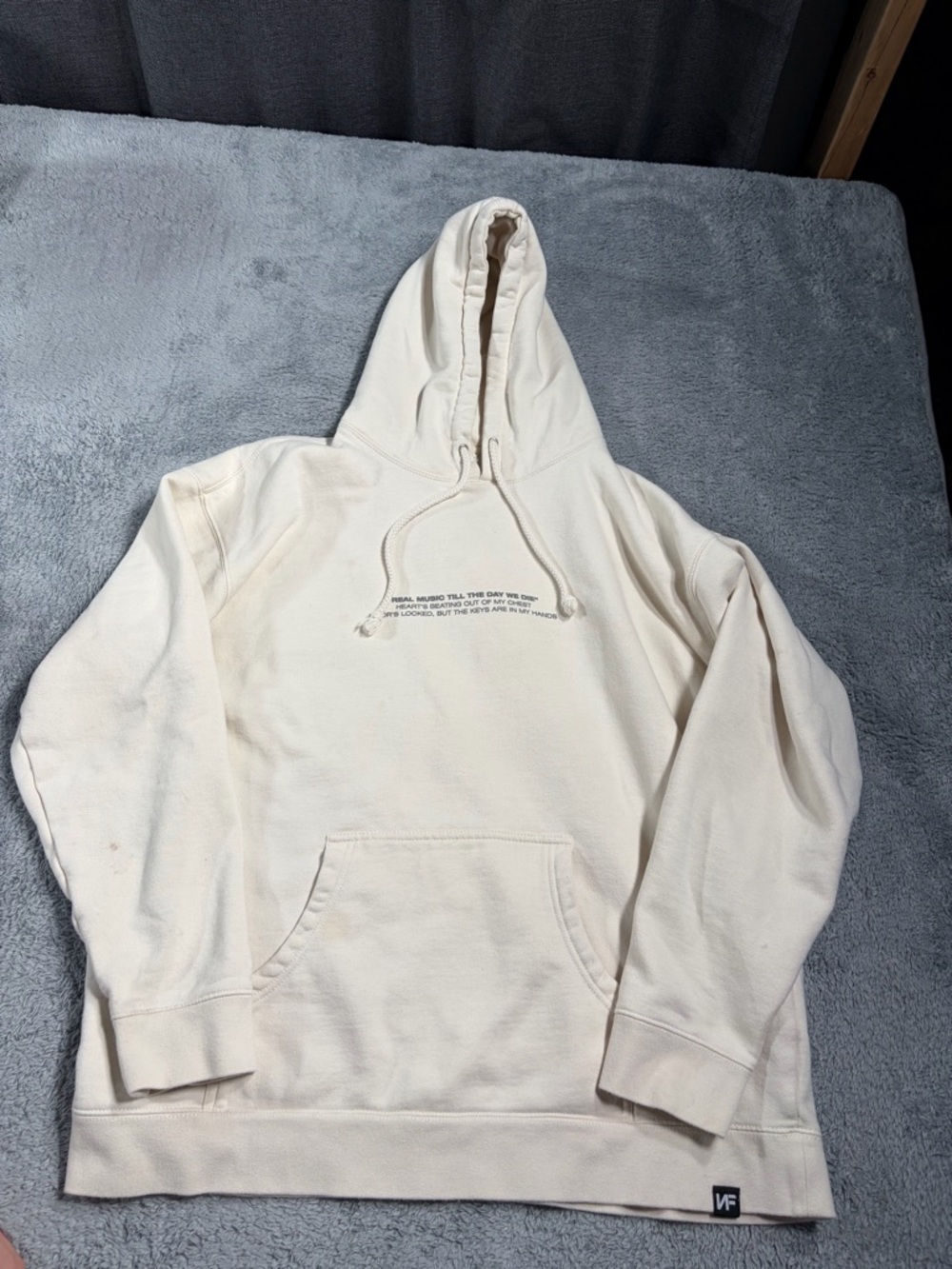 NF real music outcast Cream Pullover Hoodie Sweatshirt XL MARKS